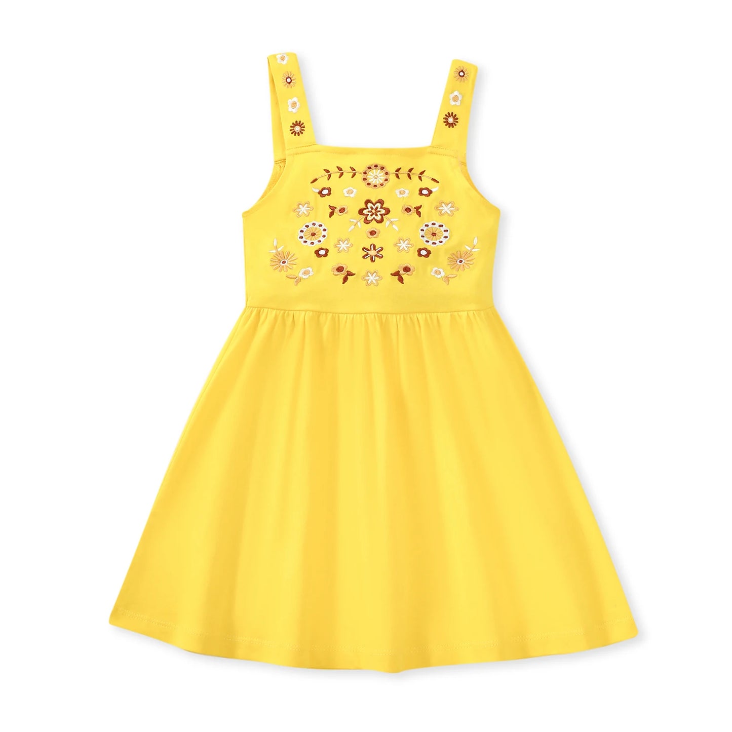 Summer Dress for Girls from 2 to 7 Years – Cotton with Embroidery, Sleeveless, Knee Length