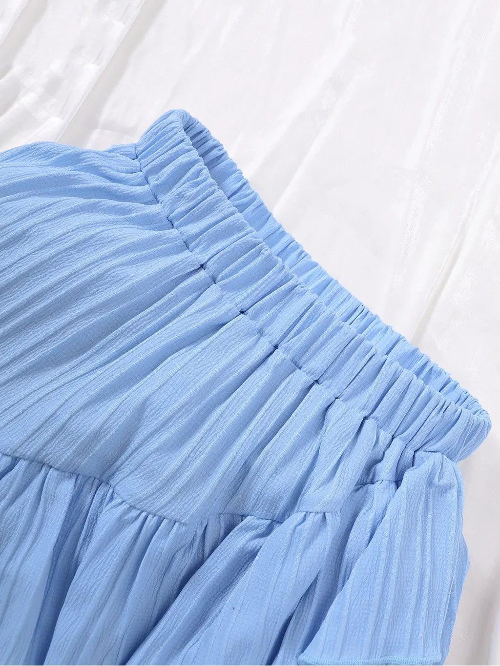 Summer Princess Set for Girls – Ruffle Blouse & Solid Short Skirt (8-12 Years)