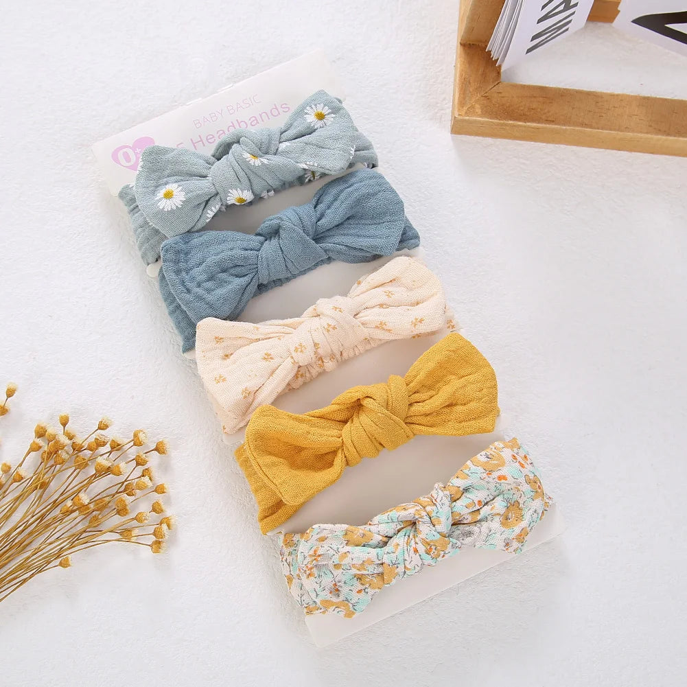 Cotton Hair Ribbons Set – 5 Pieces