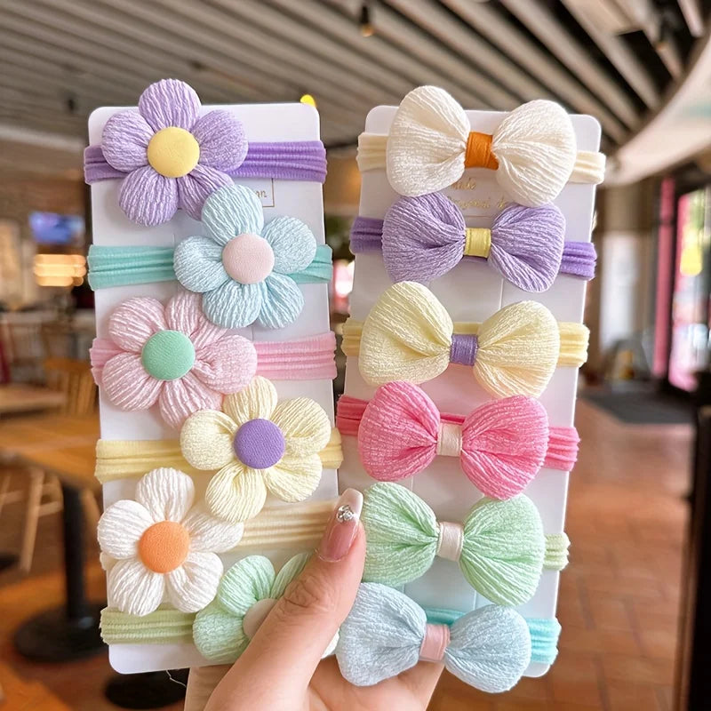 Flower Hair Bows – Set of 6 or 12 Pieces