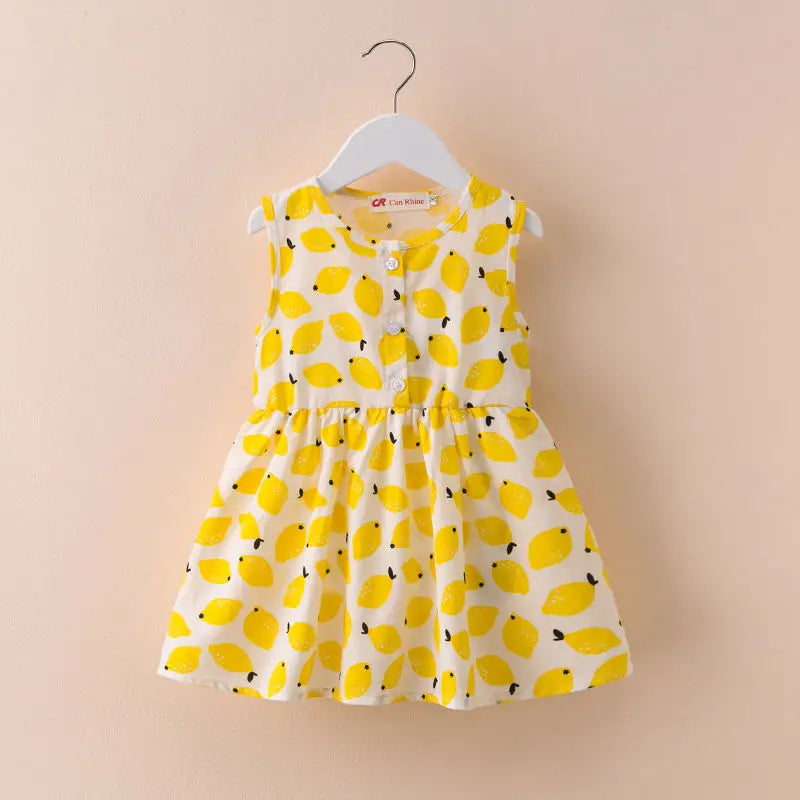 Girls' Floral Summer Dress – Short Sleeve with Round Neckline (1–6 Years)