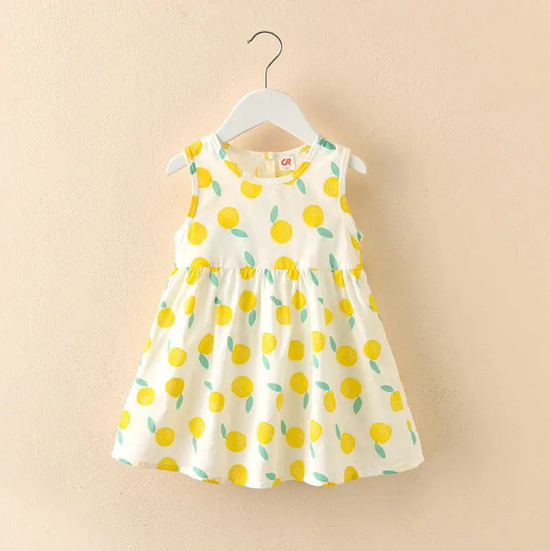 Girls' Floral Summer Dress – Short Sleeve with Round Neckline (1–6 Years)
