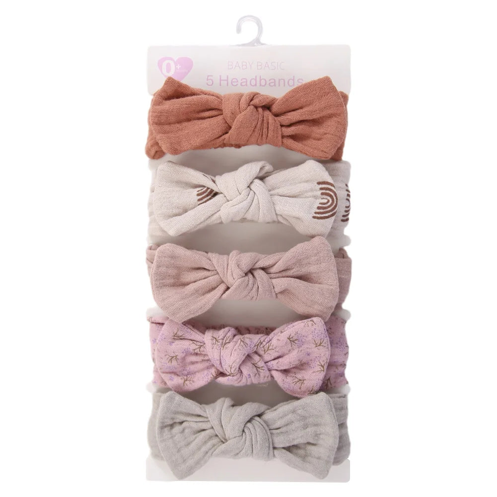 Cotton Hair Ribbons Set – 5 Pieces