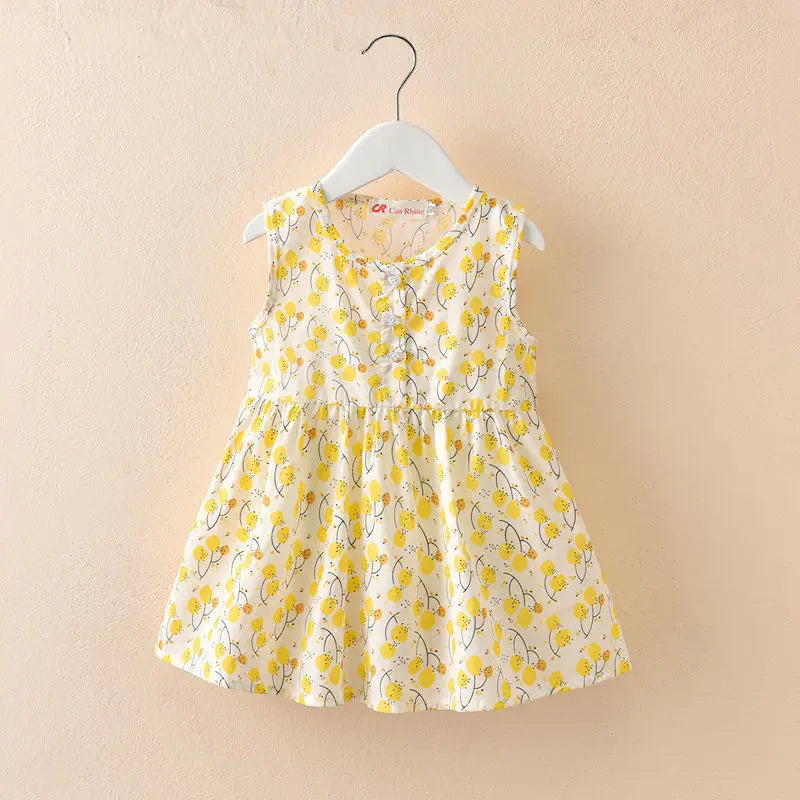 Girls' Floral Summer Dress – Short Sleeve with Round Neckline (1–6 Years)