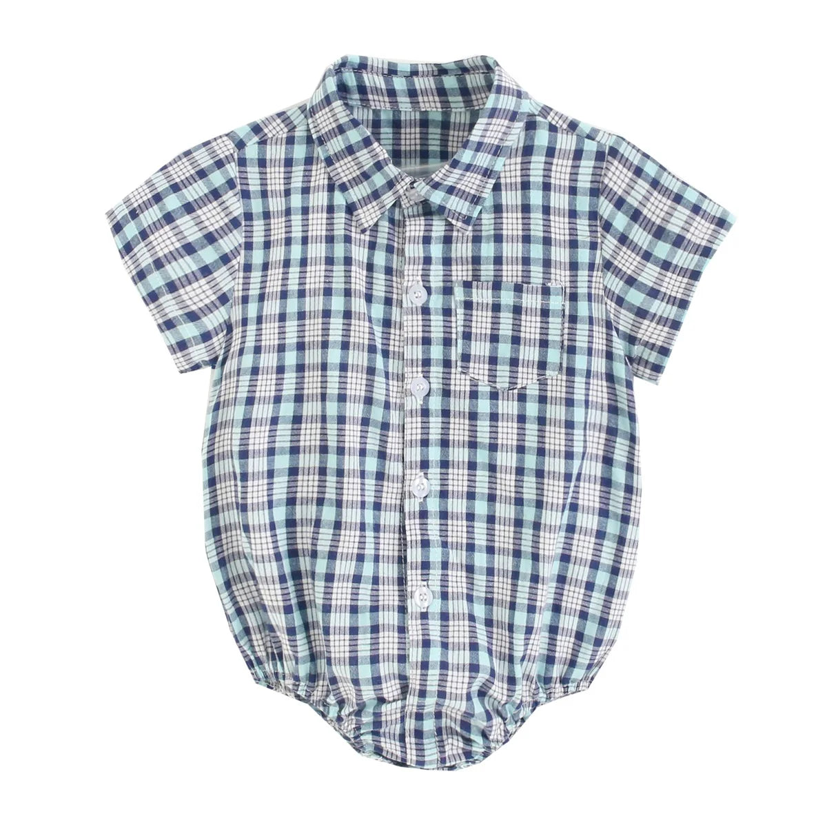 Summer Baby Shirt-Onesie for Boys with Checkered Pattern – 0 to 3 Years
