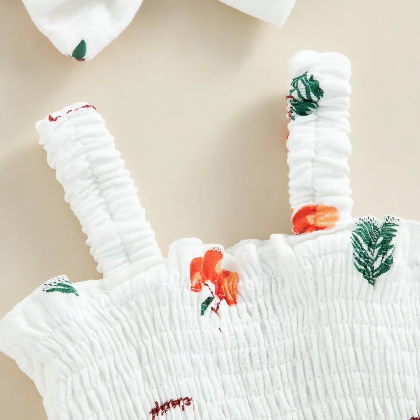 Summer Baby Bib with Fruity Designs & Ribbon – 2 Pieces (0 to 18 months)
