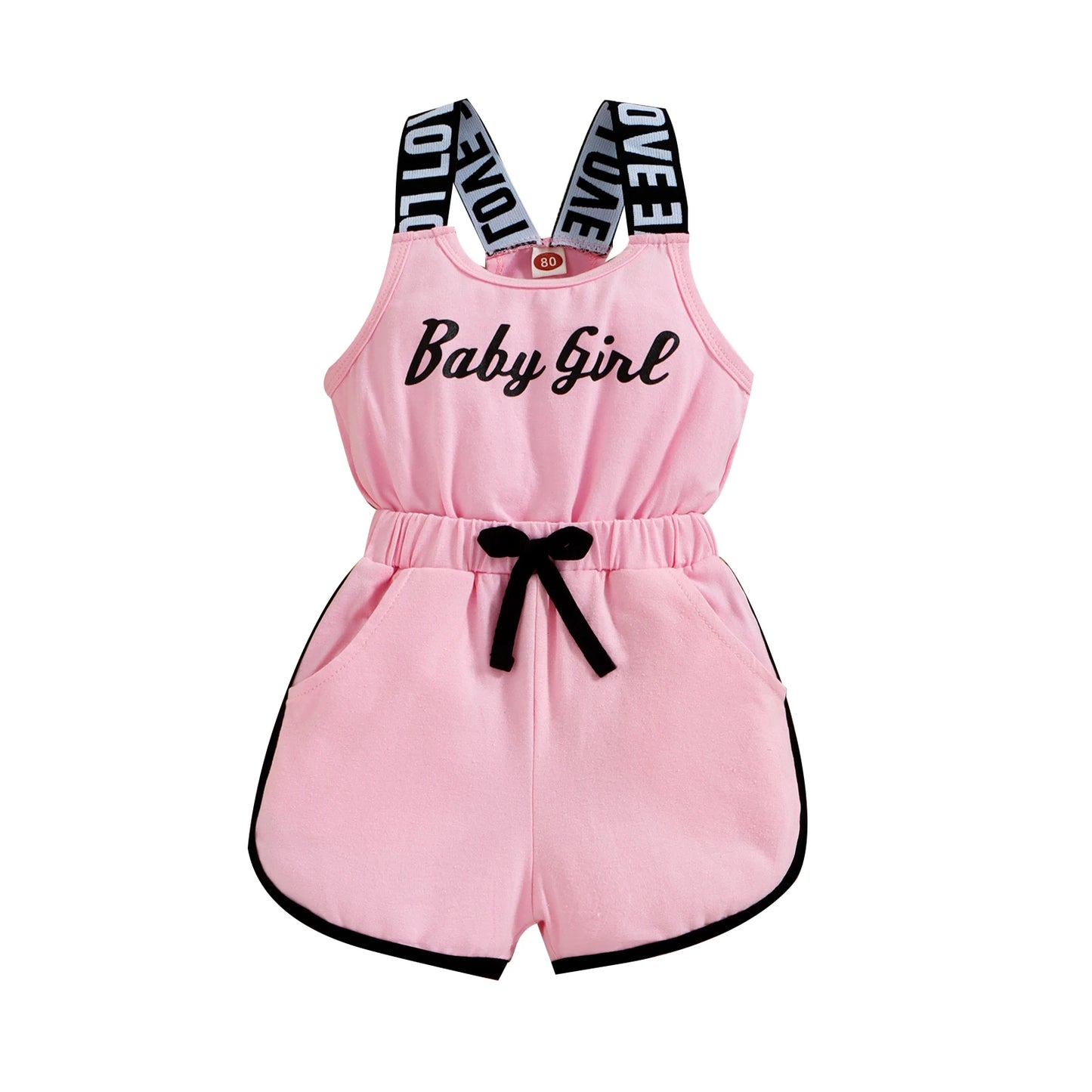 Summer Set for Girls – Sleeveless Round Neck Top & Letter Print + Shorts with Elastic Waist (12 Months to 3 Years)
