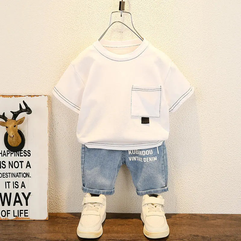 Summer Set for Boys – Cotton Shirt & Pants (1–5 Years)