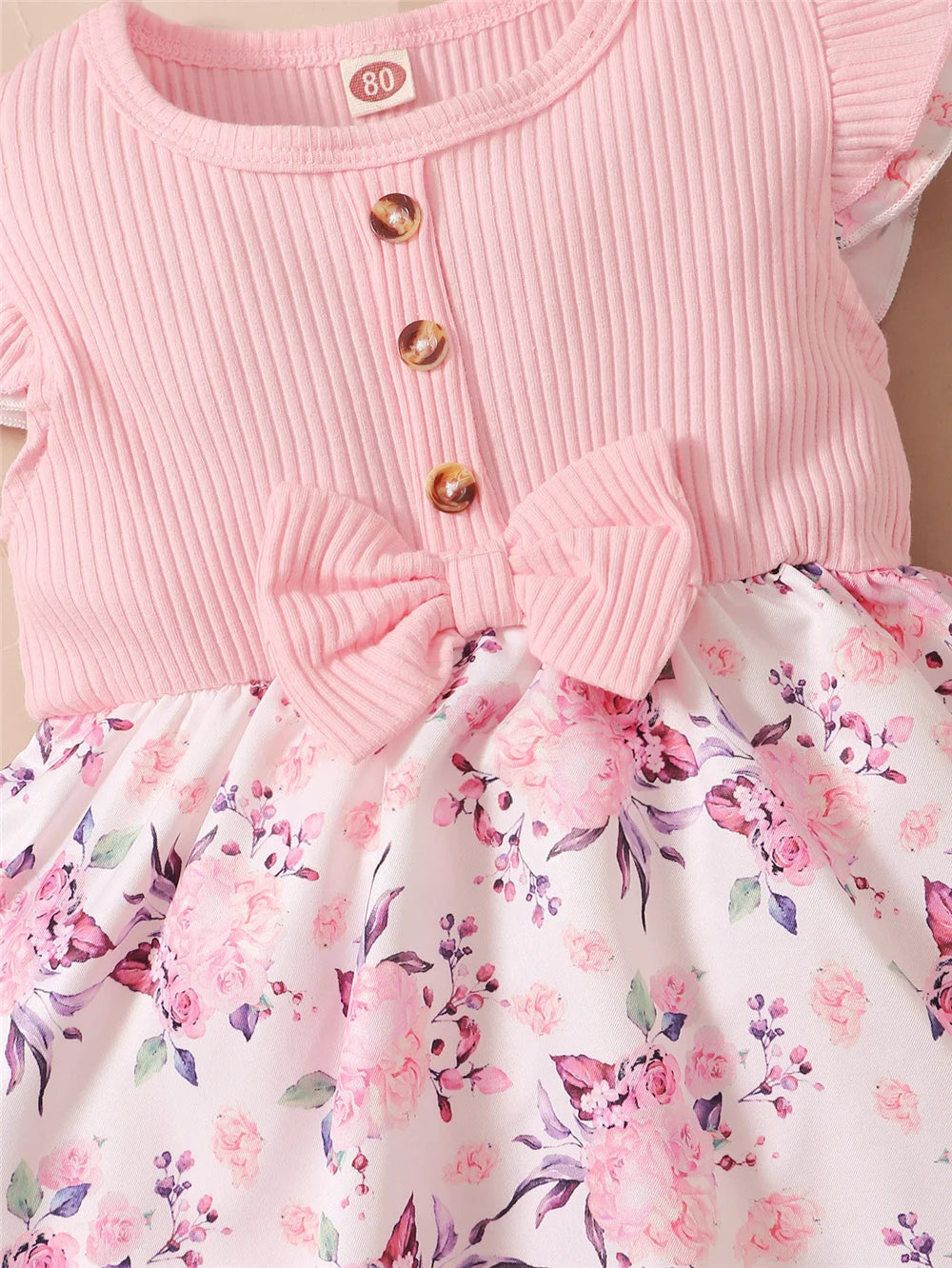 Summer Dress-Bodice for Baby Girl – Floral Dress Look with Ribbon (0–18 Months)