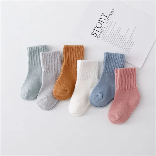 Soft Cotton Baby Socks – 6 Pairs for Boys & Girls (0–12 Months)