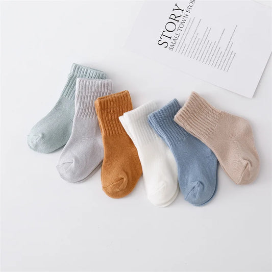 Soft Cotton Baby Socks – 6 Pairs for Boys & Girls (0–12 Months)