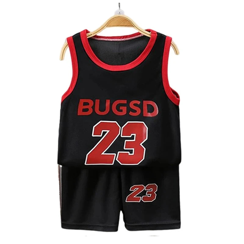 Sleeveless T-Shirt with Matching Shorts in Athletic Basketball Style 2 pcs