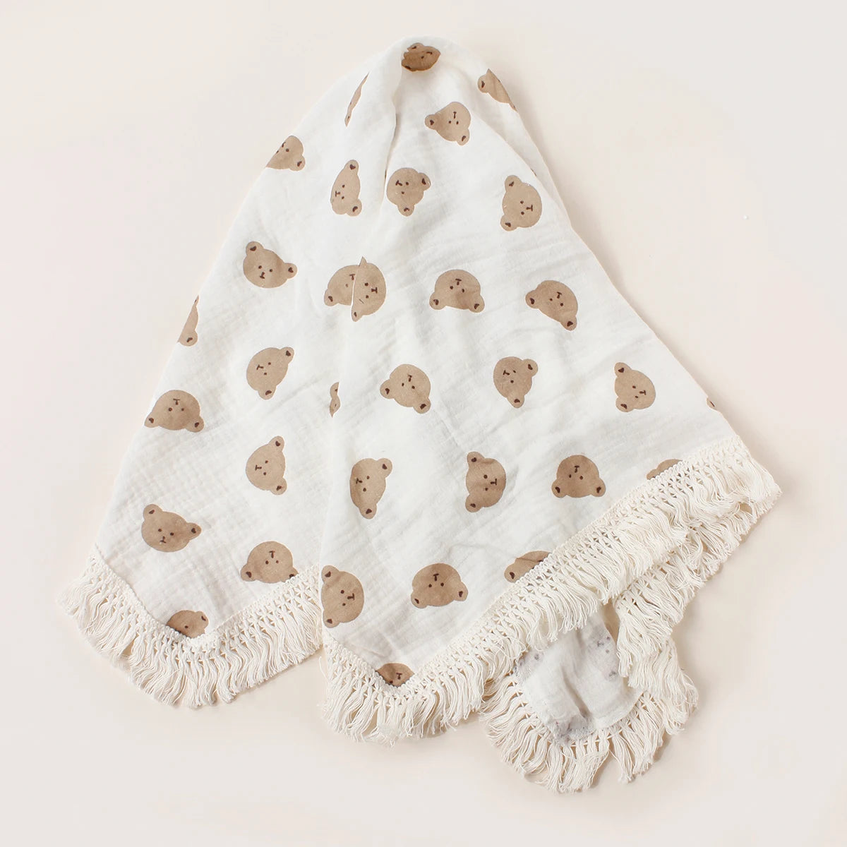 Double Guaze Tassel Swaddle Blankets For Baby Cotton Muslin