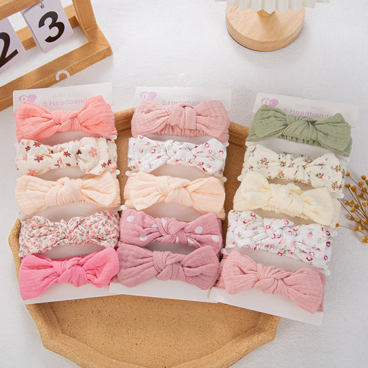 Cotton Hair Ribbons Set – 5 Pieces