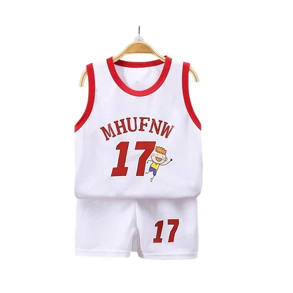 Sleeveless T-Shirt with Matching Shorts in Athletic Basketball Style 2 pcs