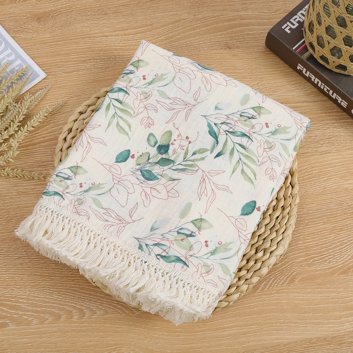 Double Guaze Tassel Swaddle Blankets For Baby Cotton Muslin
