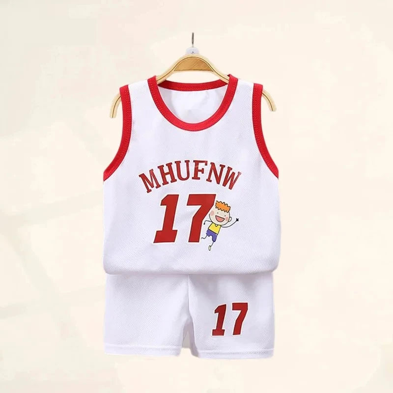 Sleeveless T-Shirt with Matching Shorts in Athletic Basketball Style 2 pcs