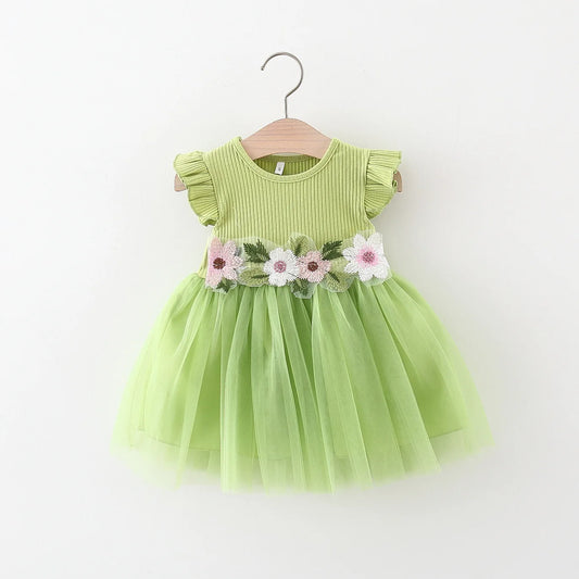Girls' Dress With Flowers