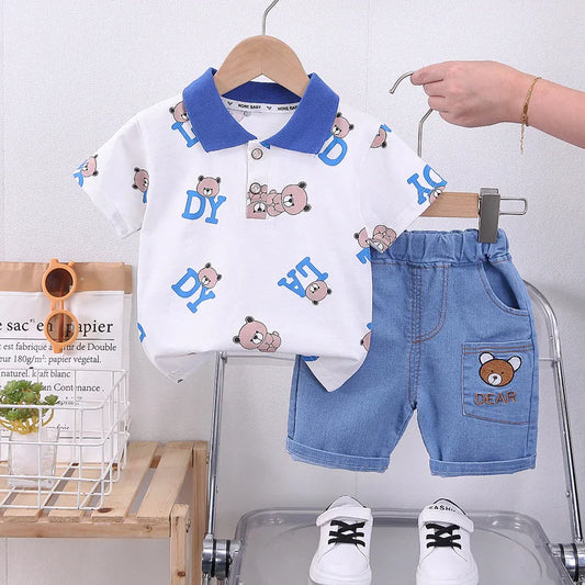 Baby Boys Sets Cartoon Bear T-shirt+Shorts
