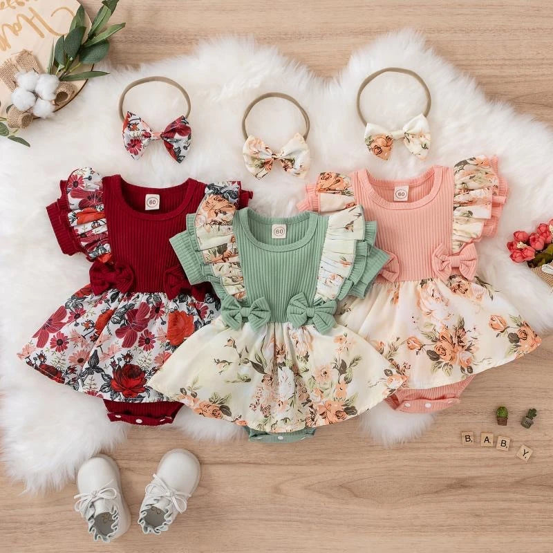 Charming  Summer Dress Bow Set
