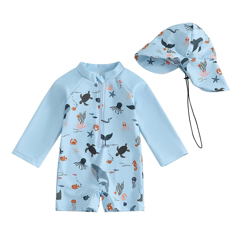 One-piece Swimsuit with Hat for Children – Set