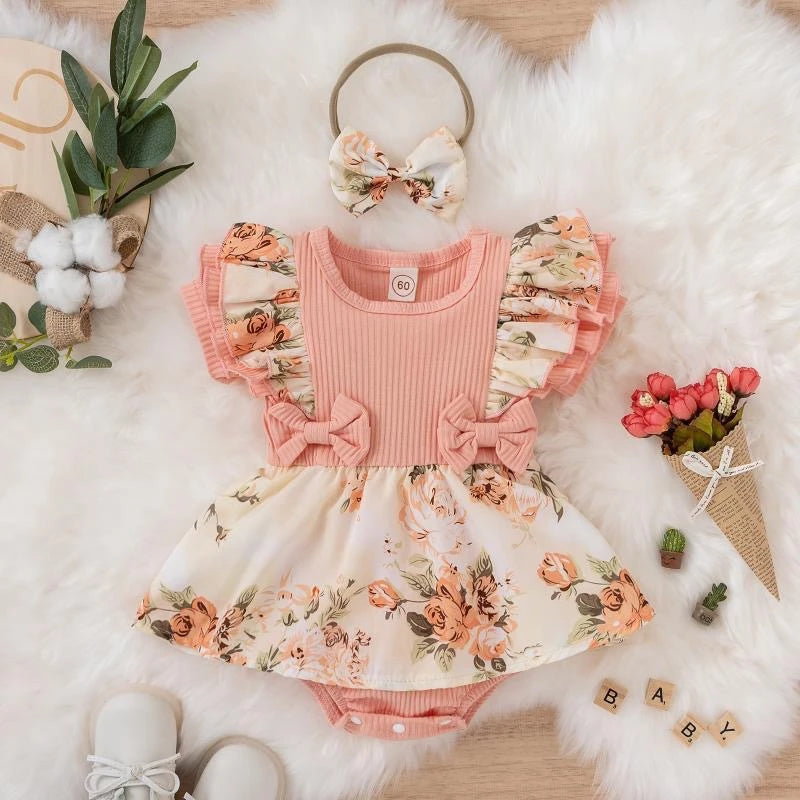 Charming  Summer Dress Bow Set