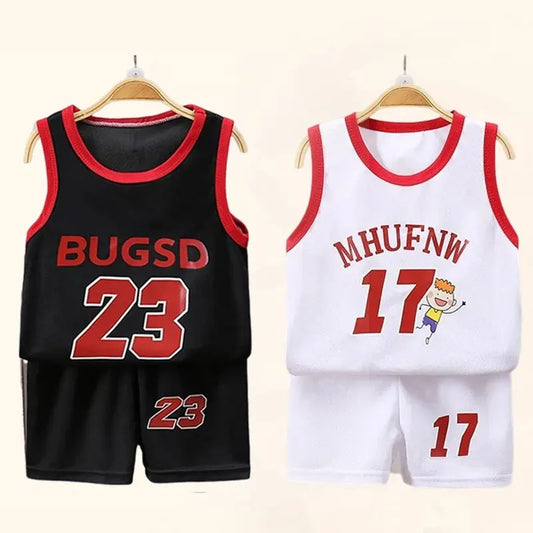 Sleeveless T-Shirt with Matching Shorts in Athletic Basketball Style 2 pcs