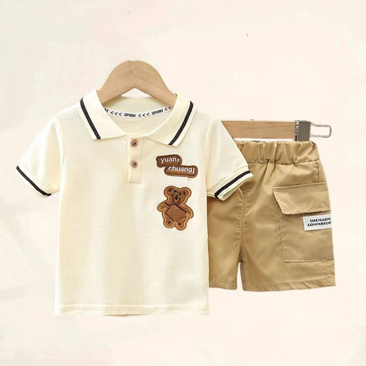 Summer Clothing Set for Little Boys - T-shirt and Shorts With Cartoon Designs