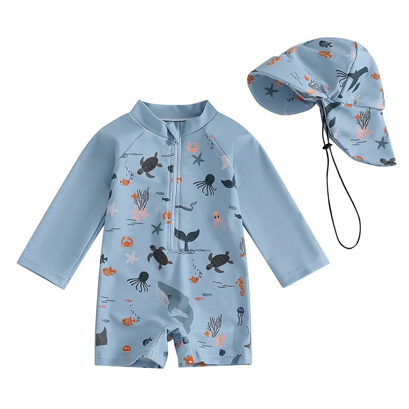 One-piece Swimsuit with Hat for Children – Set