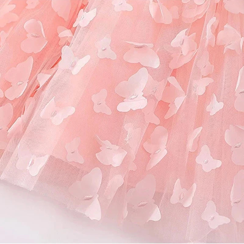 Baby Dress With 3D Butterflies and Set Bow