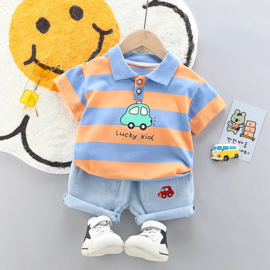 Baby boy Polo Shirt + Handsome Denim Shorts