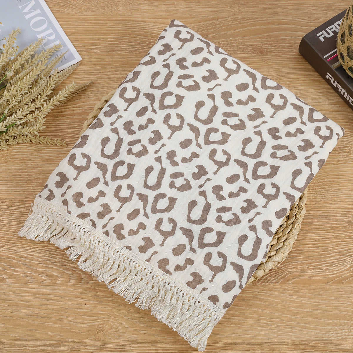 Double Guaze Tassel Swaddle Blankets For Baby Cotton Muslin