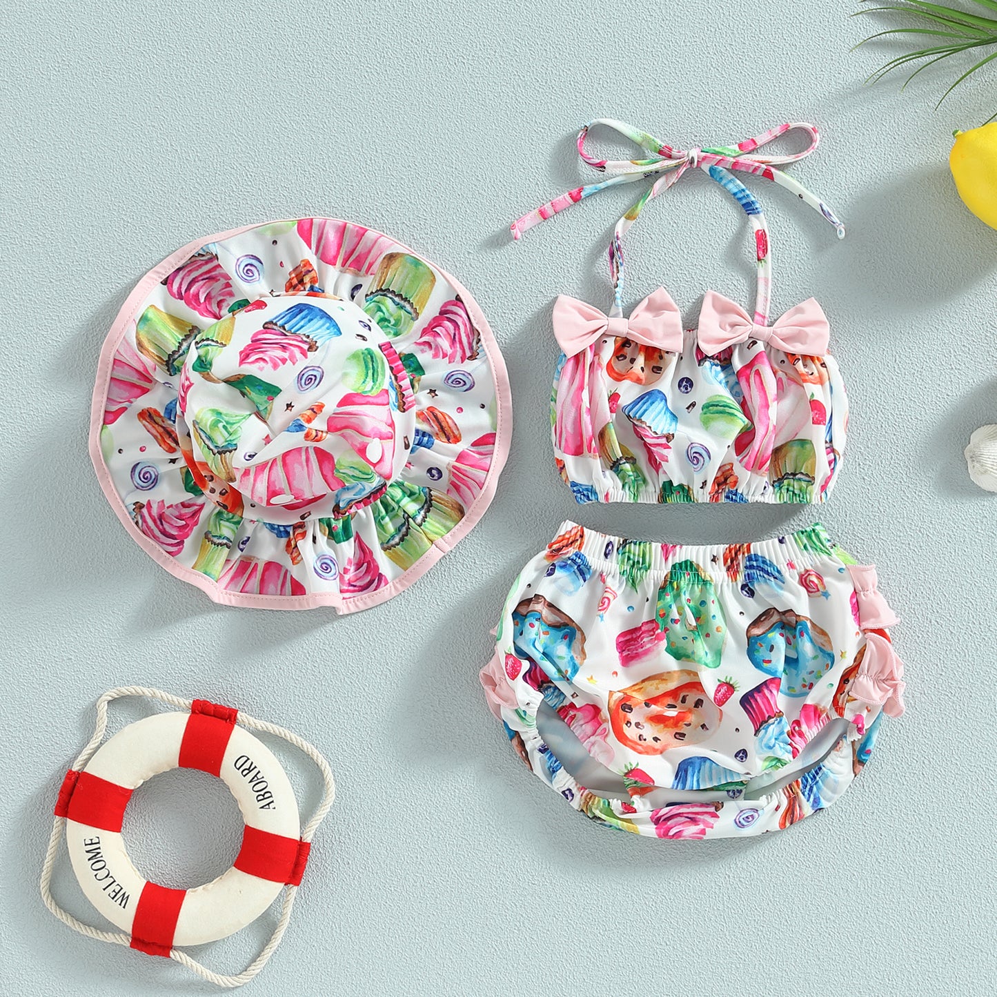 Σετ μαγιό Fruit Print 3 τεμαχίων
