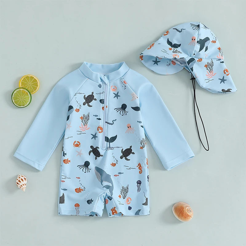 One-piece Swimsuit with Hat for Children – Set