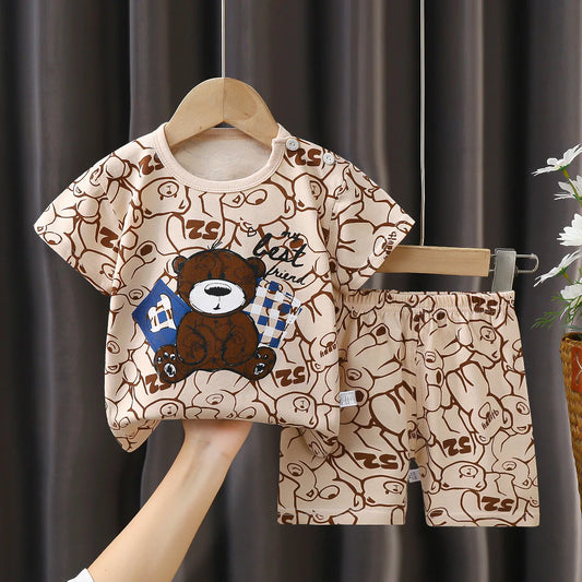 Οveralls With Cartoon Designs for Little Children 2pc