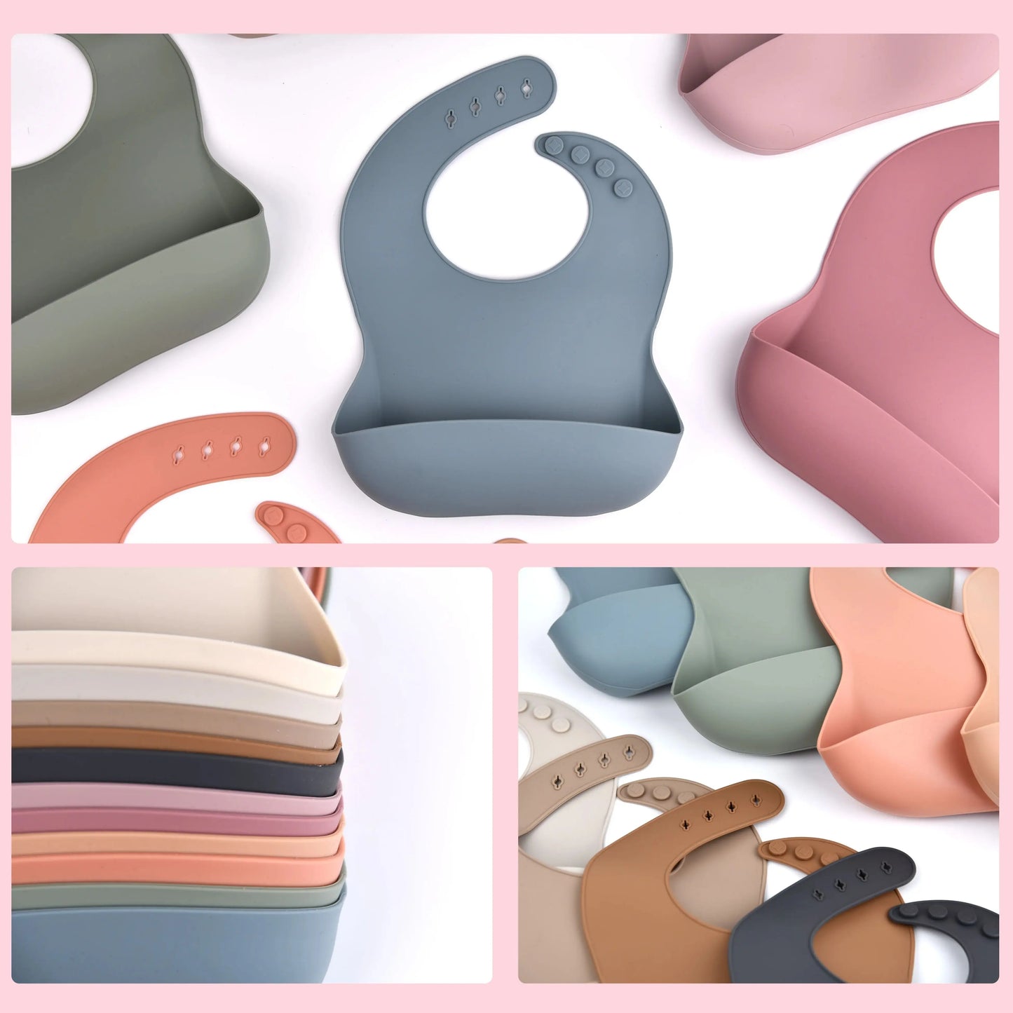 Silicone Baby Bib with Food Collection Pouch