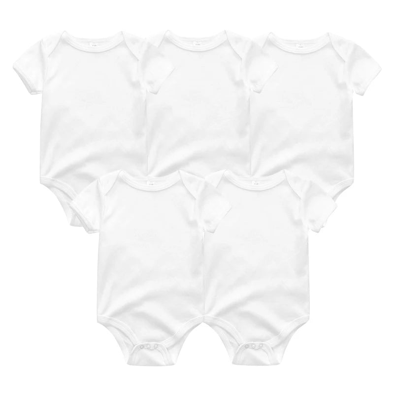 Set of 5 Summer Baby Bodysuits with Designs &amp; Patterns – Unisex (0 to 6 months)