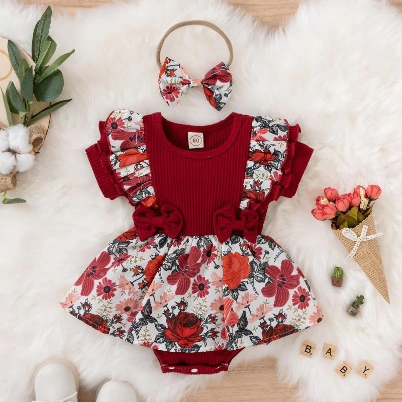 Charming  Summer Dress Bow Set